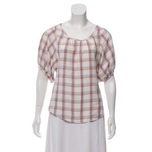 Steven Alan Printed Silk Peasant Blouse